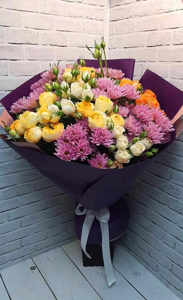 Букет цветов из: Хризантемы и Розы в Башмаково