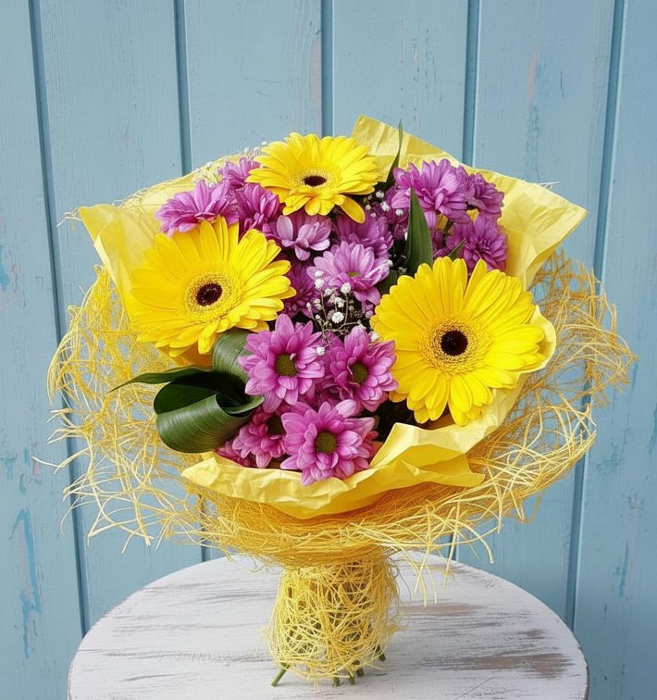 Букет цветов из: Хризантемы и Герберы в Башмаково